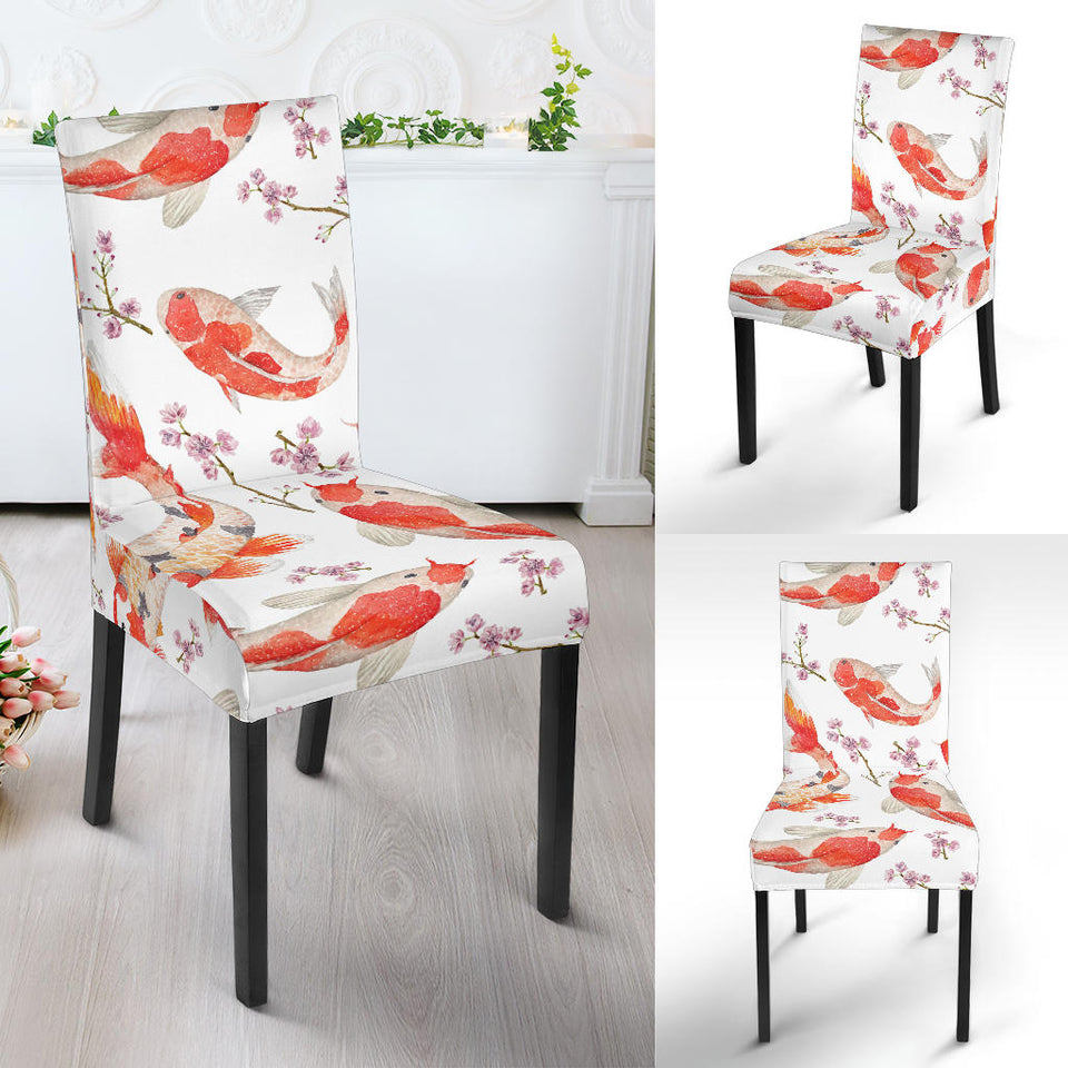 Watercolor Koi Fish Carp Fish Pattern Dining Chair Slipcover