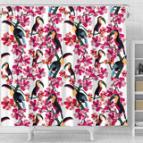 Toucan Flower Design Pattern Shower Curtain Fulfilled In US