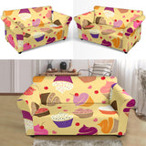 Cake Cupcake Heart Cherry Pattern Loveseat Couch Slipcover