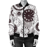 Classic Vintage Clock Pattern Women'S Bomber Jacket