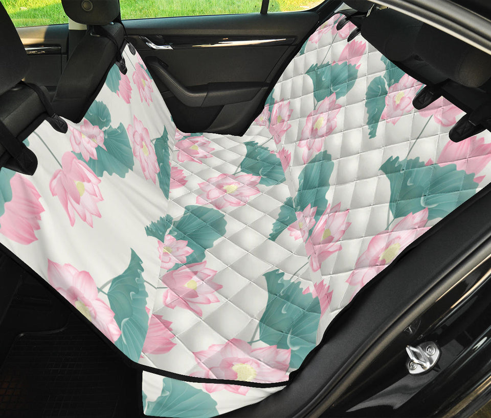 Pink Lotus Waterlily Leaves Pattern Dog Car Seat Covers