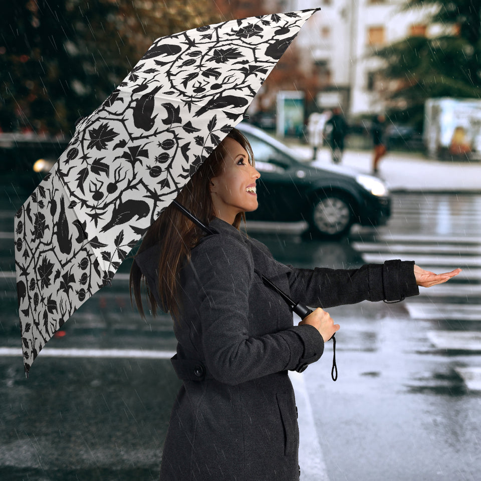 Crow Dark Floral Pattern Umbrella