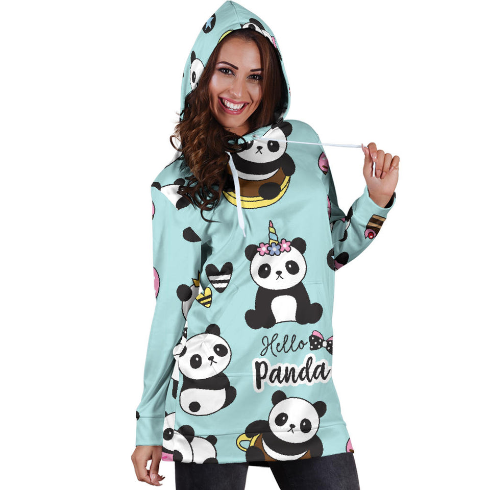 Cute Baby Panda Pattern Women'S Hoodie Dress