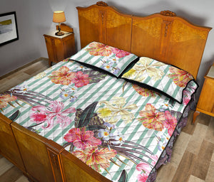 Colorful orchid flower pattern Quilt Bed Set