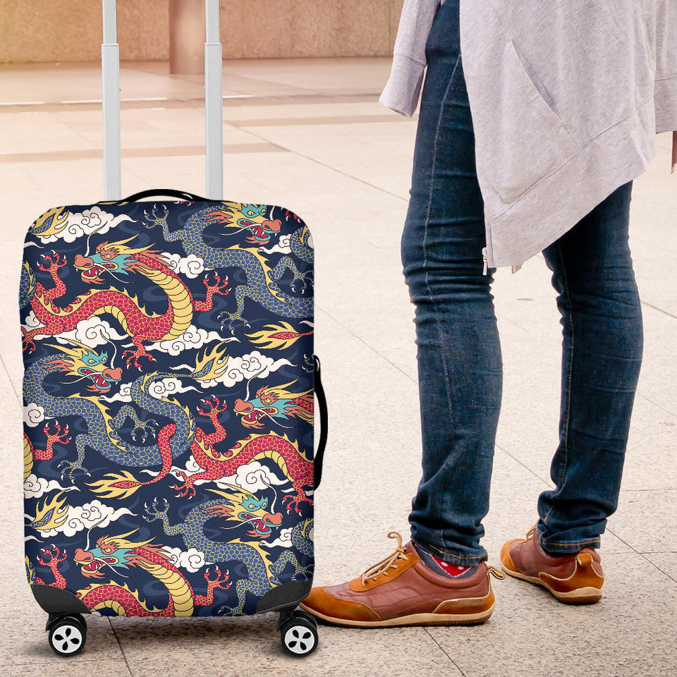 Blue Red Dragon Cloud Pattern Luggage Covers