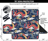 Blue red dragon cloud pattern Sofa Cover Protector