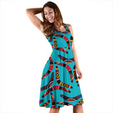 Boomerang Australian Aboriginal Ornament Blue Background Sleeveless Midi Dress