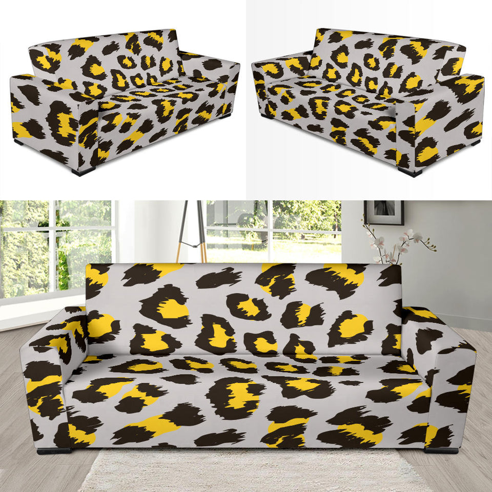 Gray Leopard Print Pattern Sofa Slipcover