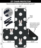 Cute white rabbit polka dots black background Chair Cover Protector