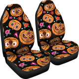 Pumpkin Flowers Spiderweb Halloween Theme Universal Fit Car Seat Covers