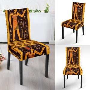 Egypt Hieroglyphics Pattern Print Design 05 Dining Chair Slipcover