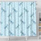 Dragonfly Pattern Blue Background Shower Curtain Fulfilled In US