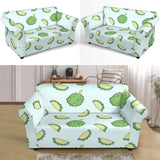 Durian Pattern Blue Background Loveseat Couch Slipcover