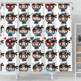 Cute Ninja Design Pattern Shower Curtain Fulfilled In US