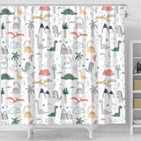 Cute Cartoon Dinosaurs Tree Pattern Shower Curtain Fulfilled In US