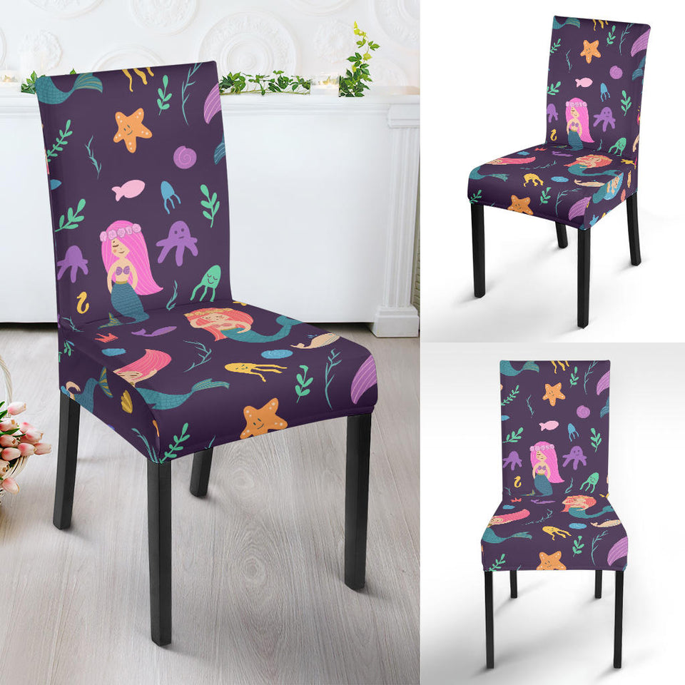 Beautiful Mermaid Fish Jellyfish Algae Other Marine World Dining Chair Slipcover