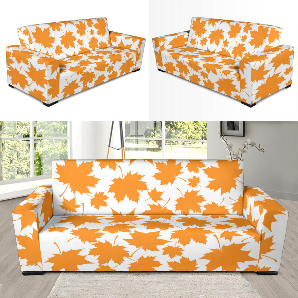 Orange Maple Leaf Pattern Sofa Slipcover