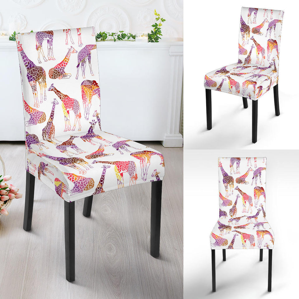 Giraffe Pattern Print Design 02 Dining Chair Slipcover