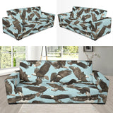 Eagle Pattern Print Design 01 Sofa Slipcover