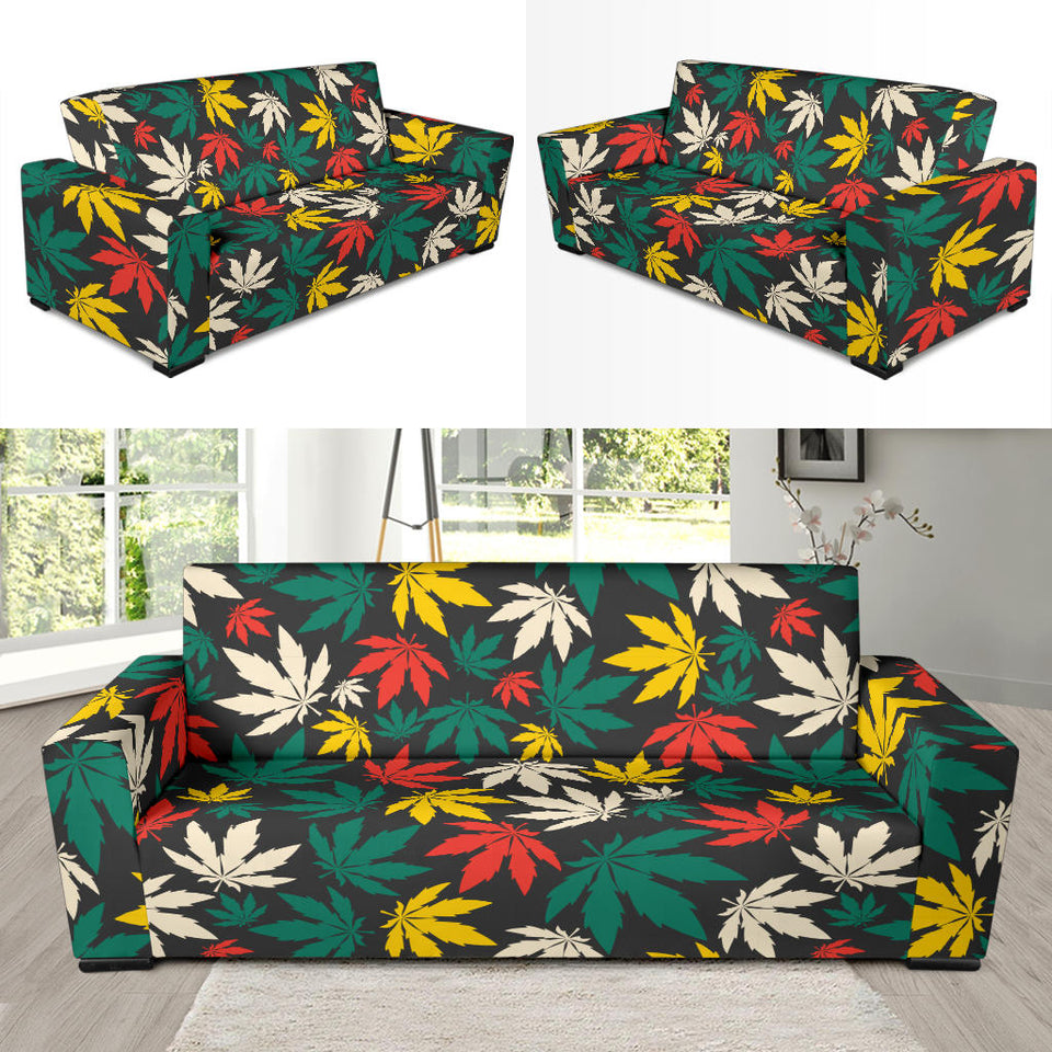 Canabis Marijuana Weed Pattern Print Design 02 Sofa Slipcover