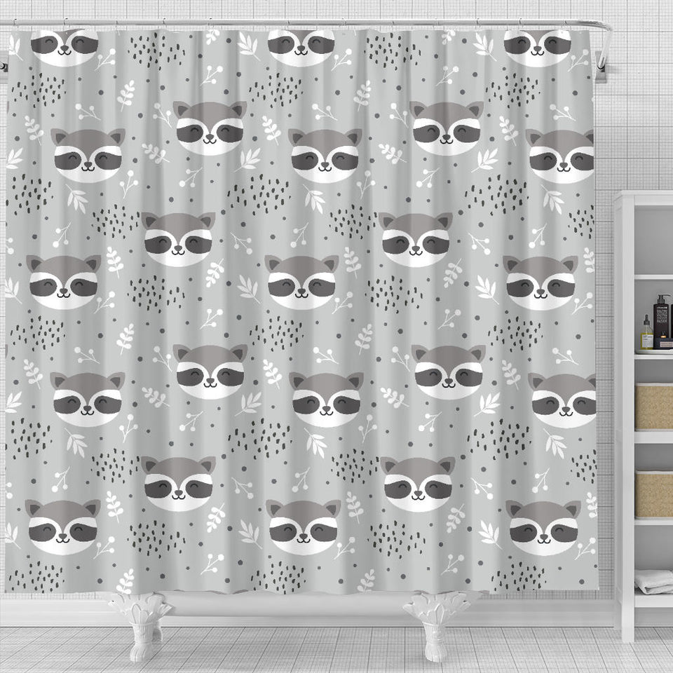 Cute Raccoons Leaves Dot Shower Curtain Fulfilled In US