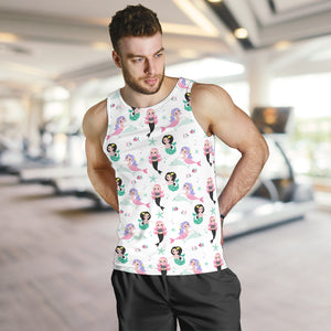 cute mermaid dolphin fish starfish pattern Men Tank Top