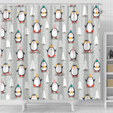 Cute Penguin Christmas Pattern Shower Curtain Fulfilled In US