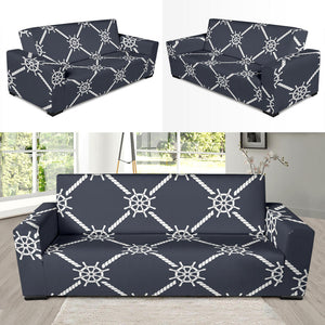 Nautical Steering Wheel Rope Pattern Sofa Slipcover