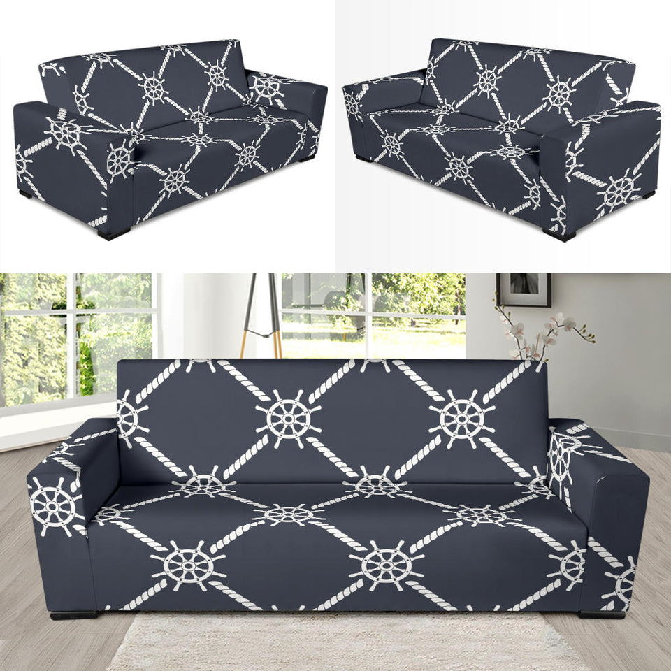 Nautical Steering Wheel Rope Pattern Sofa Slipcover