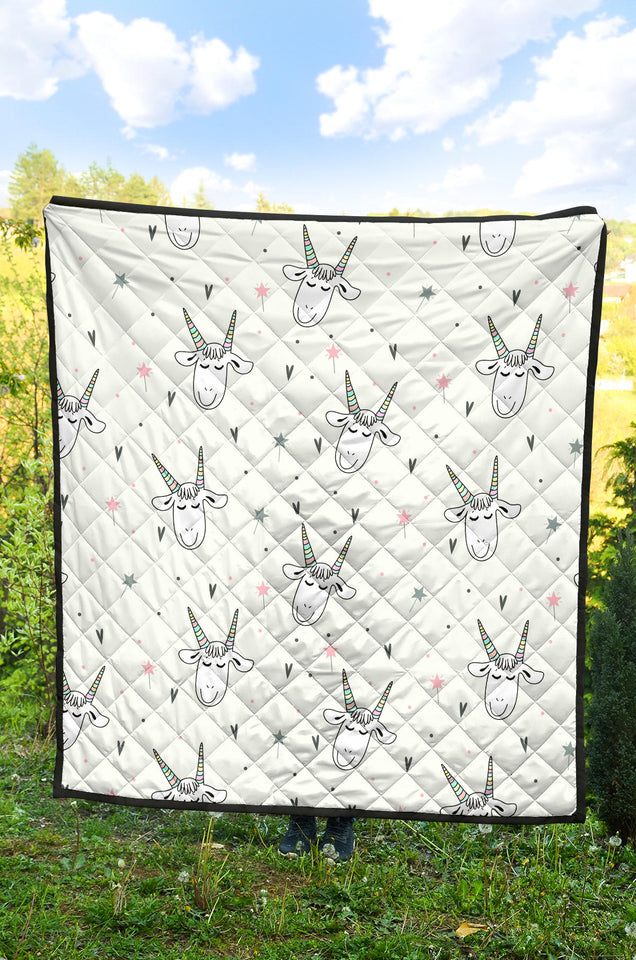 Cute Goat Design Pattern Premium Quilt