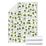 Sketch Funny Frog Pattern Premium Blanket