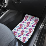 Purple Seahorse Blue Coral Pattern Front And Back Car Mats