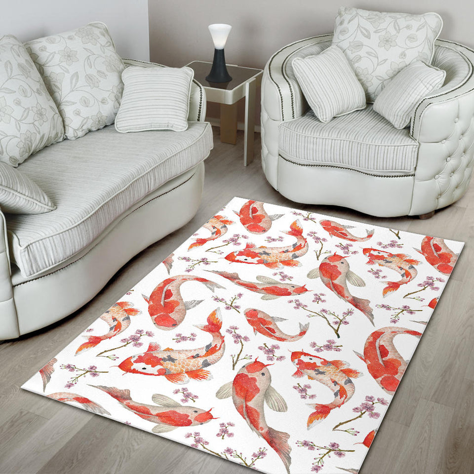 Watercolor Koi Fish Carp Fish Pattern Area Rug