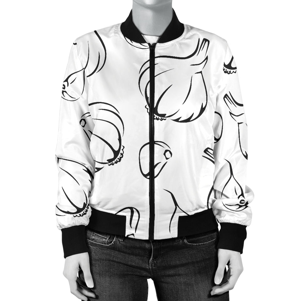Garlic Pattern Black White Women'S Bomber Jacket