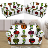 Colorful Apples Leave Zebra Stripe Loveseat Couch Slipcover