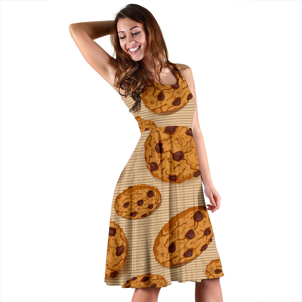 Cookie Pattern Sleeveless Midi Dress