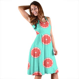 Grapefruit Green Background Sleeveless Midi Dress