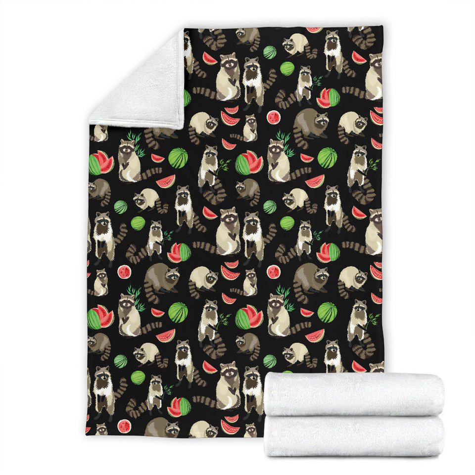 Raccoon Watermelon Pattern Premium Blanket