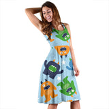 Alien Pattern Print Design 04 Sleeveless Midi Dress