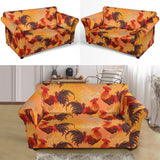 Red Rooster Chicken Cock Pattern Loveseat Couch Slipcover