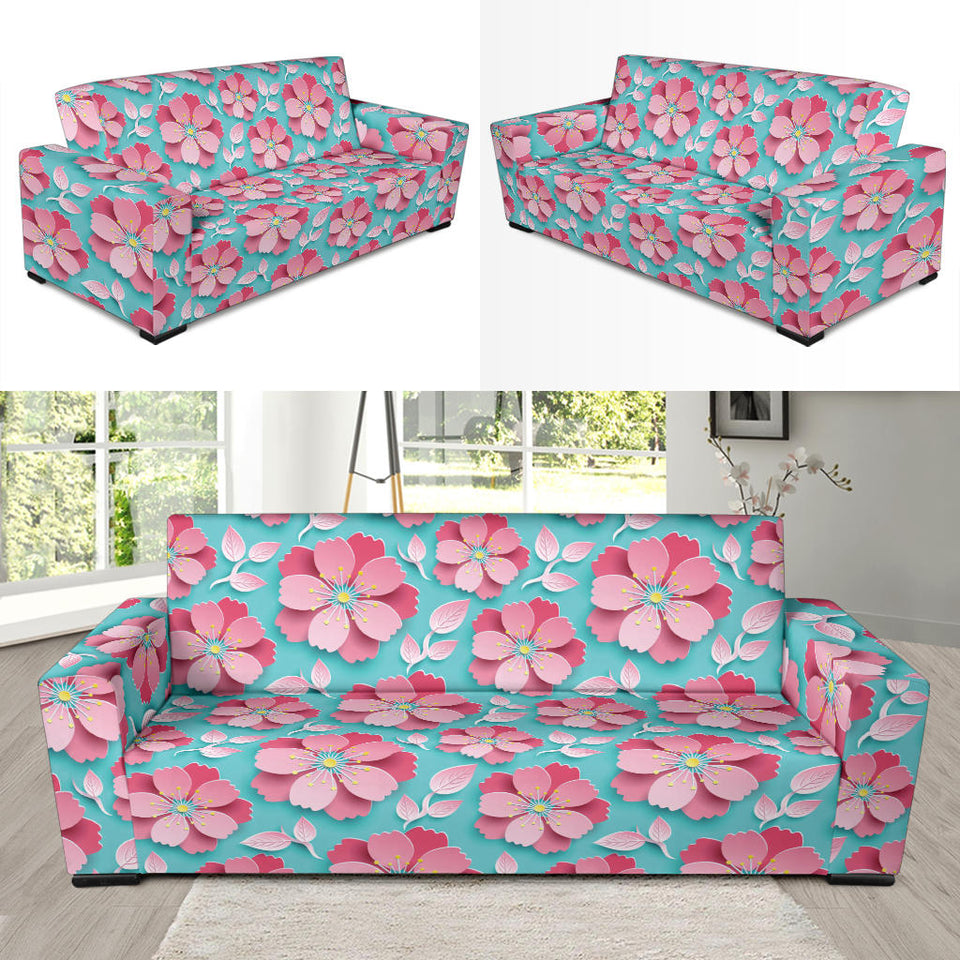 3D Sakura Cherry Blossom Pattern Sofa Slipcover