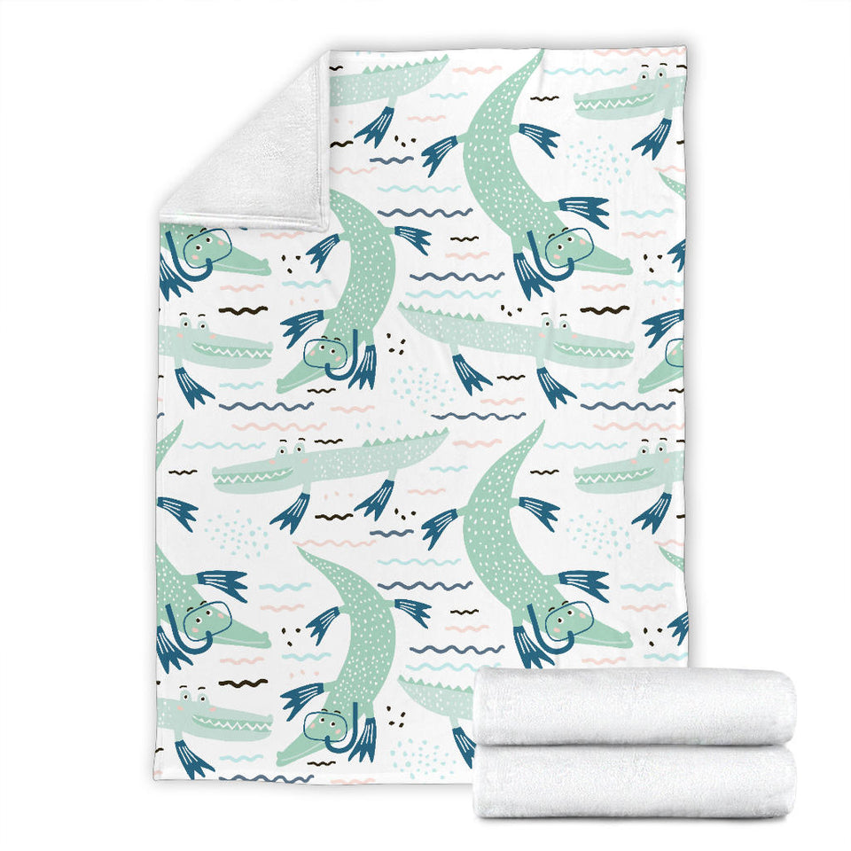 Crocodile Diver Pattern Premium Blanket