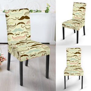 Mustache Beard Pattern Print Design 01 Dining Chair Slipcover