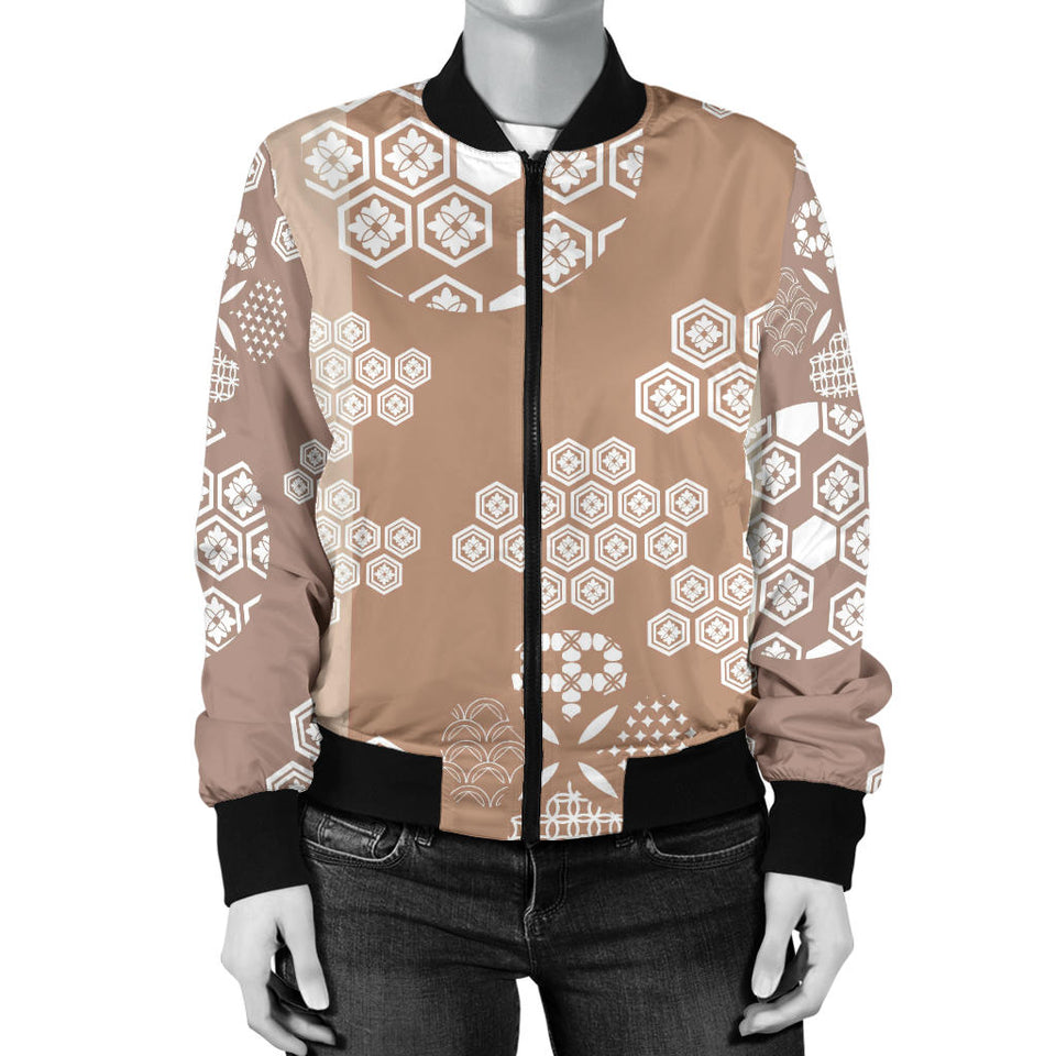 Beautiful Hexagon Japanese  Pattern Women'S Bomber Jacket