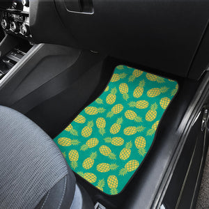 Pineapples Pattern Green Background Front Car Mats