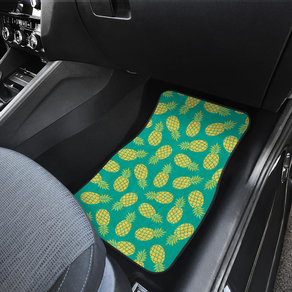 Pineapples Pattern Green Background Front Car Mats