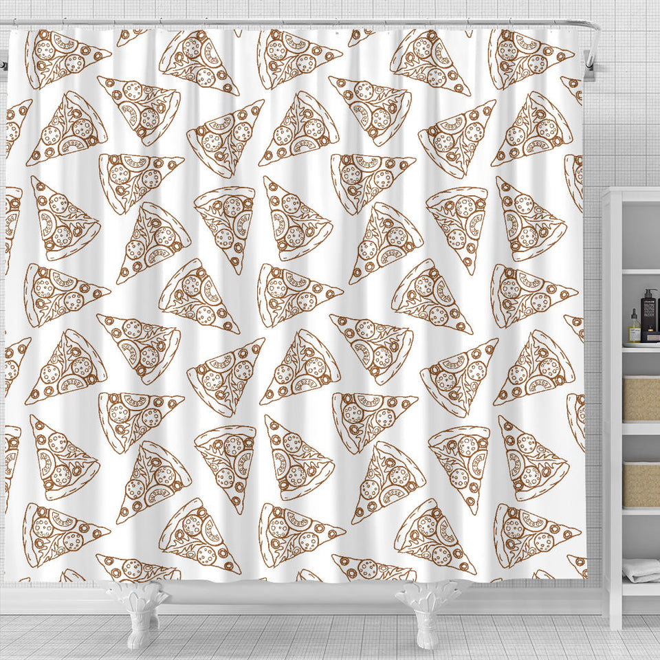 Hand Drawn Pizza Pattern Shower Curtain Fulfilled In US