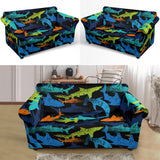 Colorful Shark Loveseat Couch Slipcover
