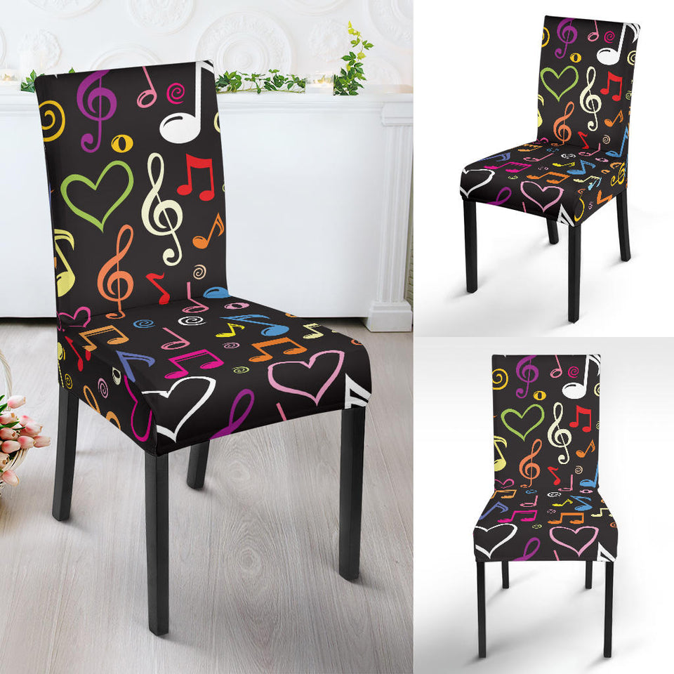 Music Notes Pattern Print Design 02 Dining Chair Slipcover