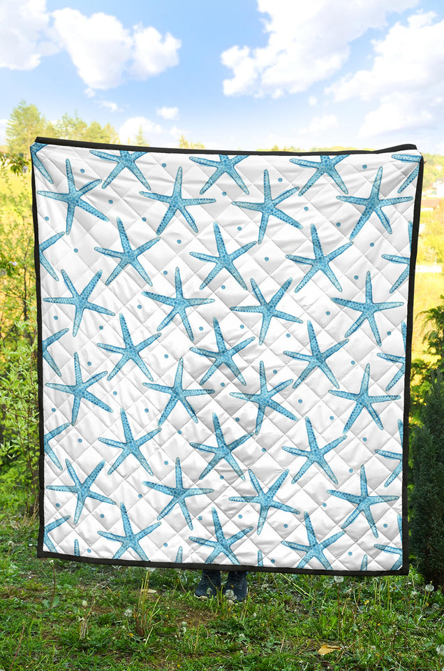 Watercolor Starfish Pattern Premium Quilt